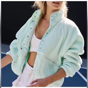 Free People FP Movement Hit The Slopes Fleece Jacket $148 Pistachio Mint size